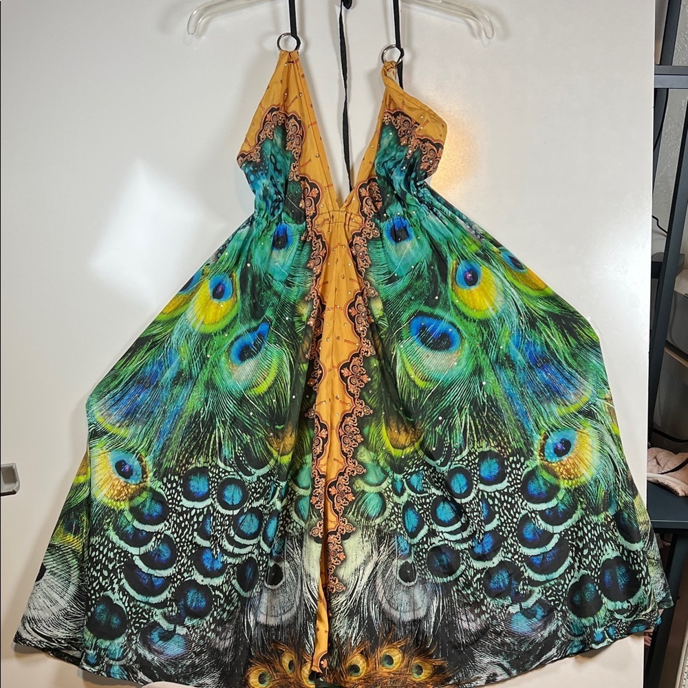 Celina dress Vibrant Peacock Feather A0156